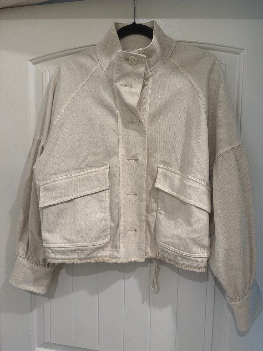 Treasure & Bond Cream Utility Jacket with Flap Pockets